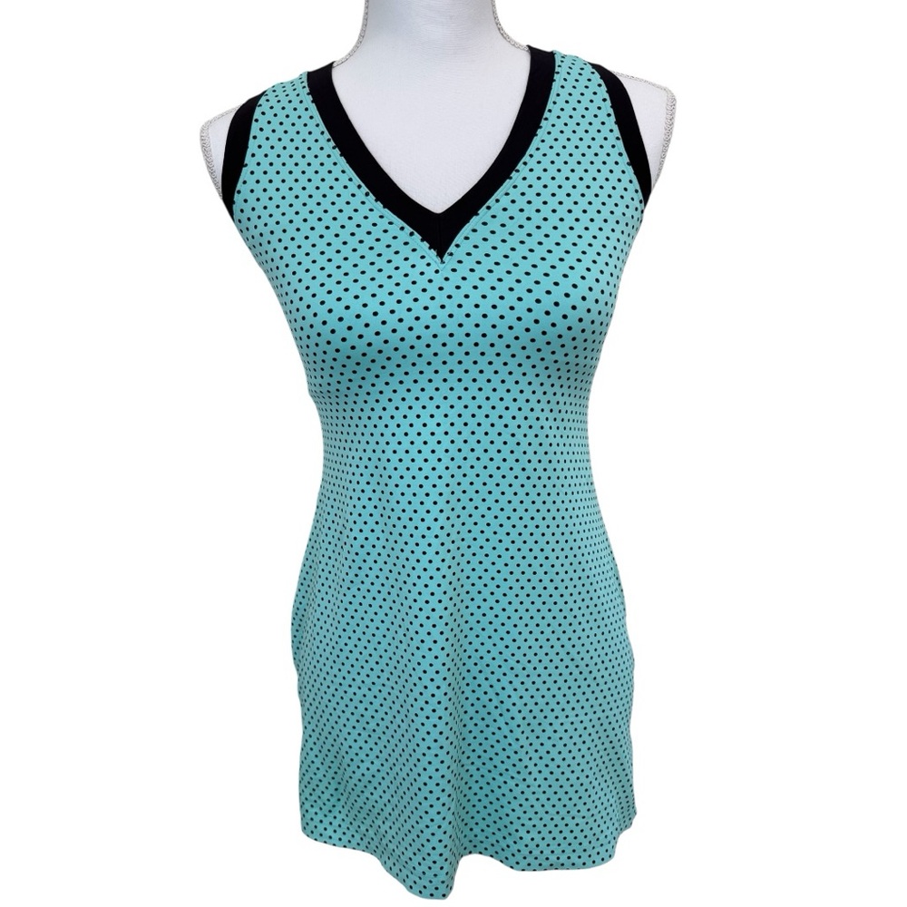 lululemon athletica Sleeveless Polka Dot Dress in Aqua and Black size 6